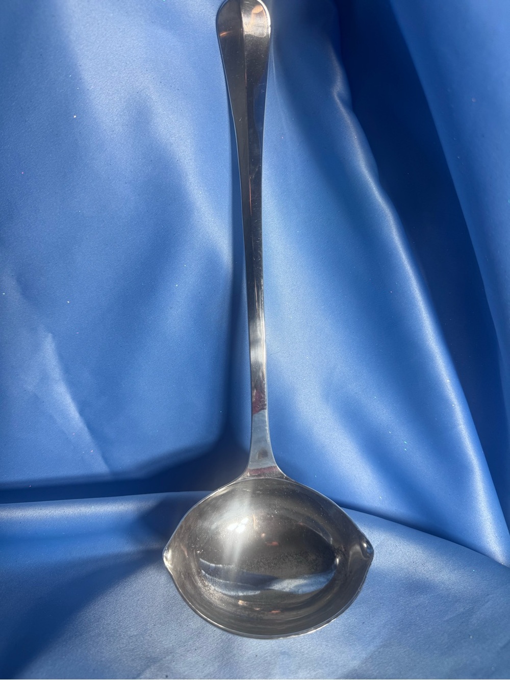 Vintage Italy Silverplate 13” Serving Ladle Double Pour Spout Soup Gravy Punch